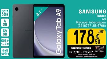 Promoties Samsung tablet a9 - Samsung - Geldig van 14/05/2024 tot 27/05/2024 bij Cora