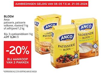 Promotions Bloem anco -20% bij aankoop van 3 pakken - Anco - Valide de 08/05/2024 à 21/05/2024 chez Alvo