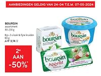 Promoties Boursin 2e aan -50% - Boursin - Geldig van 08/05/2024 tot 21/05/2024 bij Alvo