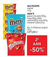 Promotions Maltesers + m+m’s 2e aan -50% - Produit maison - Alvo - Valide de 08/05/2024 à 21/05/2024 chez Alvo