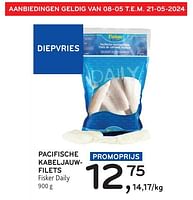 Promoties Pacifische kabeljauwfilets fisker daily - Fisker - Geldig van 08/05/2024 tot 21/05/2024 bij Alvo