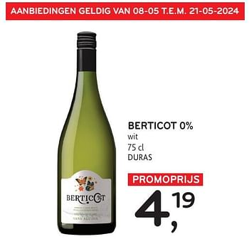 Promotions Berticot 0% wit - Vins blancs - Valide de 08/05/2024 à 21/05/2024 chez Alvo