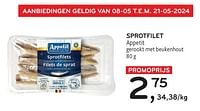 Promoties Sprotfilet appetit - Appetit - Geldig van 08/05/2024 tot 21/05/2024 bij Alvo