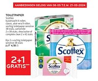 Promoties Toiletpapier scottex 2+1 gratis - Scottex - Geldig van 08/05/2024 tot 21/05/2024 bij Alvo