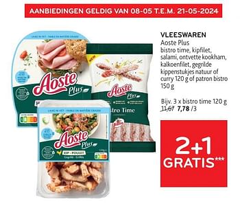 Promotions Vleeswaren aoste plus 2+1 gratis - Aoste - Valide de 08/05/2024 à 21/05/2024 chez Alvo