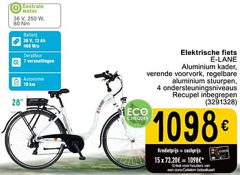 Promoties Elektrische fiets e lane - E-Lane - Geldig van 14/05/2024 tot 27/05/2024 bij Cora