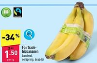 Promoties Fairtradebiobananen - Huismerk - Aldi - Geldig van 20/05/2024 tot 26/05/2024 bij Aldi