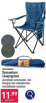 Promotions Opvouwbare campingstoel - Adventuridge - Valide de 20/05/2024 à 26/05/2024 chez Aldi