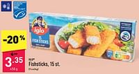 Promoties Fishsticks - Iglo - Geldig van 20/05/2024 tot 26/05/2024 bij Aldi