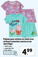 Promotions Pyjama pour enfants en coton avec un haut à manches courtes et un short léger - Produit maison - Lidl - Valide de 15/05/2024 à 21/05/2024 chez Lidl
