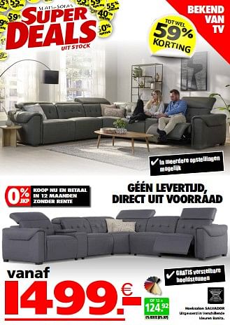 Promoties Hoeksalon salvador - Huismerk - Seats and Sofas - Geldig van 21/05/2024 tot 26/05/2024 bij Seats and Sofas