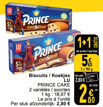 Promotions Biscuits - koekjes lu prince cake - Lu - Valide de 14/05/2024 à 18/05/2024 chez Cora