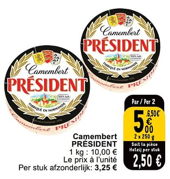 Promotions Camembert président - Président - Valide de 14/05/2024 à 18/05/2024 chez Cora