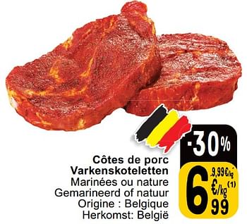 Promotions Côtes de porc varkenskoteletten - Produit maison - Cora - Valide de 14/05/2024 à 18/05/2024 chez Cora