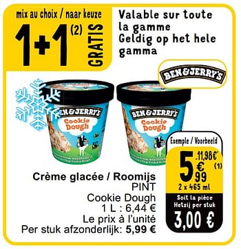 Promotions Crème glacée - roomijs pint - Ben&Jerry's - Valide de 14/05/2024 à 18/05/2024 chez Cora