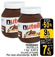 Promotions Ferrero nutella - Ferrero - Valide de 14/05/2024 à 18/05/2024 chez Cora
