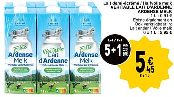 Promotions Lait demi-écrémé - halfvolle melk véritable lait d’ardenne ardense melk - Produit maison - Cora - Valide de 14/05/2024 à 18/05/2024 chez Cora