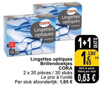 Promotions Lingettes optiques brillendoekjes cora - Produit maison - Cora - Valide de 14/05/2024 à 18/05/2024 chez Cora
