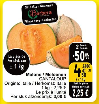 Promotions Melons - meloenen cantaloup - Produit maison - Cora - Valide de 14/05/2024 à 18/05/2024 chez Cora