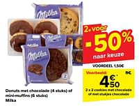 Promoties Cookies met chocolade of met stukjes chocolade - Milka - Geldig van 15/05/2024 tot 28/05/2024 bij Carrefour