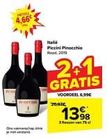 Promoties Piccini pinocchio rood - Rode wijnen - Geldig van 15/05/2024 tot 28/05/2024 bij Carrefour