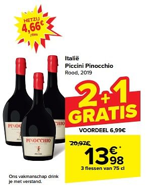 Promoties Piccini pinocchio rood - Rode wijnen - Geldig van 15/05/2024 tot 28/05/2024 bij Carrefour
