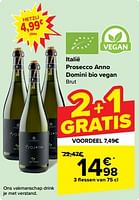 Promoties Prosecco anno domini bio vegan brut - Schuimwijnen - Geldig van 15/05/2024 tot 28/05/2024 bij Carrefour