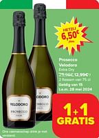 Promoties Prosecco velodoro extra dry - Schuimwijnen - Geldig van 15/05/2024 tot 28/05/2024 bij Carrefour