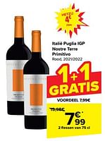Promoties Puglia igp nostre terre primitivo rood - Rode wijnen - Geldig van 15/05/2024 tot 28/05/2024 bij Carrefour