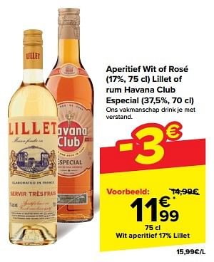 Promoties Wit aperitief lillet - Lillet - Geldig van 15/05/2024 tot 28/05/2024 bij Carrefour