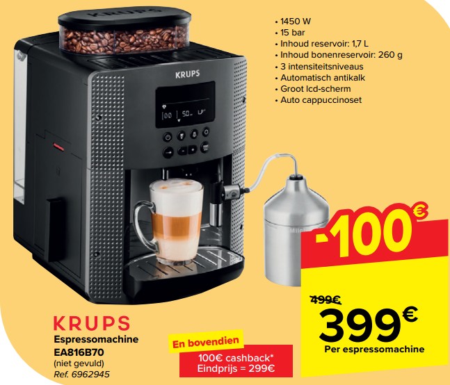 Promoties Krups espressomachine ea816b70 - Krups - Geldig van 15/05/2024 tot 27/05/2024 bij Carrefour