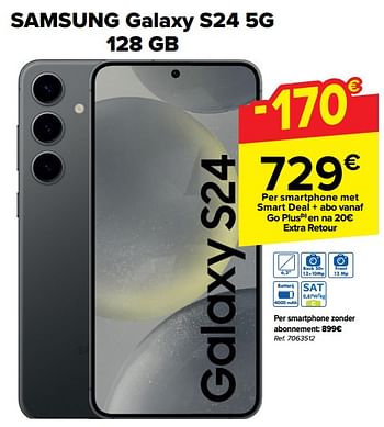 Promoties Samsung galaxy s24 5g 128 gb - Samsung - Geldig van 15/05/2024 tot 27/05/2024 bij Carrefour