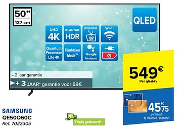 Promoties Samsung qled tv qe50q60c - Samsung - Geldig van 15/05/2024 tot 27/05/2024 bij Carrefour