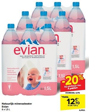 Promoties Natuurlijk mineraalwater evian - Evian - Geldig van 15/05/2024 tot 27/05/2024 bij Carrefour