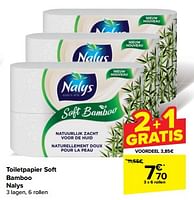 Promoties Toiletpapier soft bamboo nalys - Nalys - Geldig van 15/05/2024 tot 27/05/2024 bij Carrefour