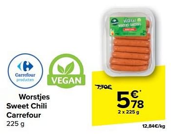 Promoties Worstjes sweet chili carrefour - Huismerk - Carrefour  - Geldig van 15/05/2024 tot 27/05/2024 bij Carrefour