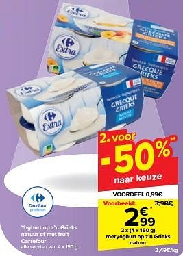 Promoties Roeryoghurt op z`n grieks natuur - Huismerk - Carrefour  - Geldig van 15/05/2024 tot 27/05/2024 bij Carrefour