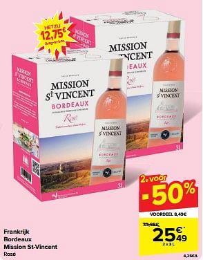 Promoties Bordeaux mission st vincent rosé - Rosé wijnen - Geldig van 15/05/2024 tot 27/05/2024 bij Carrefour