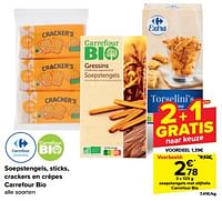 Promoties Soepstengels met olijfolie carrefour bio - Huismerk - Carrefour  - Geldig van 15/05/2024 tot 27/05/2024 bij Carrefour