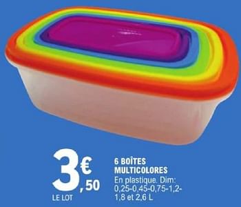 Promotions 6 boîtes multicolores - Produit Maison - E.Leclerc - Valide de 14/05/2024 à 25/05/2024 chez E.Leclerc