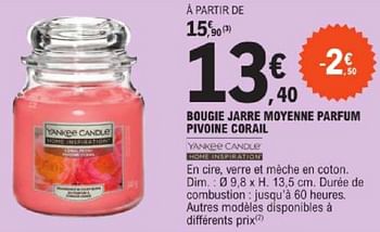Promotions Bougie jarre moyenne parfum pivoine corail - Yankee Candle - Valide de 14/05/2024 à 25/05/2024 chez E.Leclerc