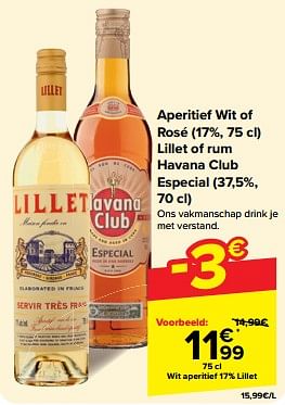 Promoties Wit aperitief lillet - Lillet - Geldig van 15/05/2024 tot 27/05/2024 bij Carrefour