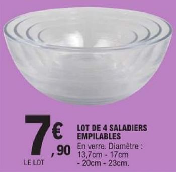 Promotions Lot de 4 saladiers empilables - Produit Maison - E.Leclerc - Valide de 14/05/2024 à 25/05/2024 chez E.Leclerc