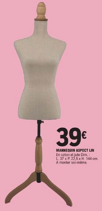 Promotions Mannequin aspect lin - Produit Maison - E.Leclerc - Valide de 14/05/2024 à 25/05/2024 chez E.Leclerc