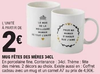 Promotions Mug fêtes des mères - Produit Maison - E.Leclerc - Valide de 14/05/2024 à 25/05/2024 chez E.Leclerc