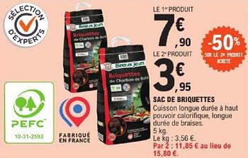 Promotions Sac de briquettes - Beaux Jours - Valide de 14/05/2024 à 25/05/2024 chez E.Leclerc