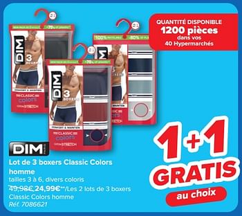 Promotions Lot de 3 boxers classic colors homme - Dim - Valide de 15/05/2024 à 27/05/2024 chez Carrefour