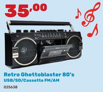 Promoties Retro ghettoblaster 80`s - Retro Musique - Geldig van 06/05/2024 tot 22/06/2024 bij Happyland