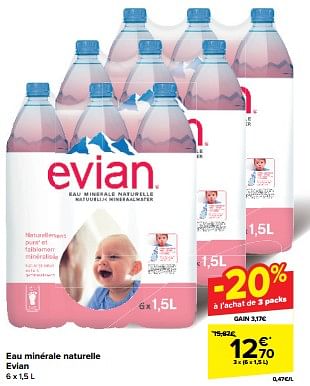 Promotions Eau minérale naturelle evian - Evian - Valide de 15/05/2024 à 27/05/2024 chez Carrefour