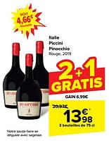 Promotions Italie piccini pinocchio rouge - Vins rouges - Valide de 15/05/2024 à 28/05/2024 chez Carrefour